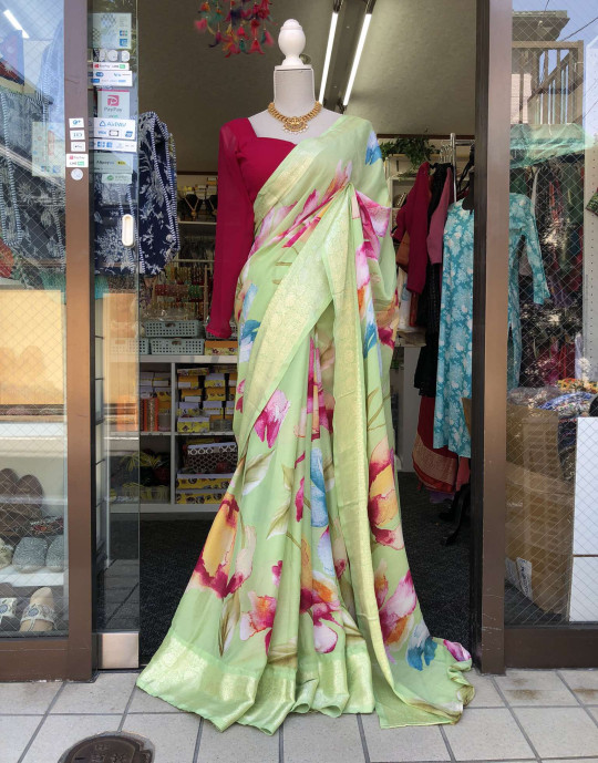 Flower print sari