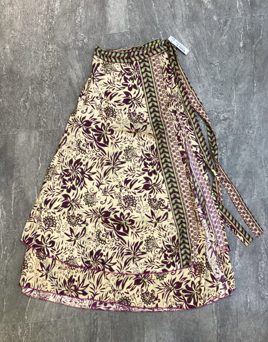 Flare Long Skirt, Floral Print, Cream