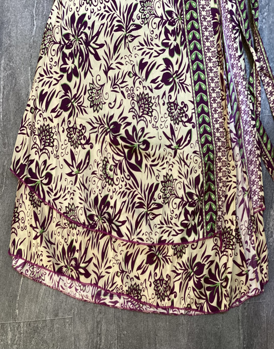 Flare Long Skirt, Floral Print, Cream