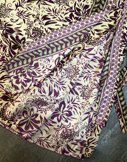 Flare Long Skirt, Floral Print, Cream