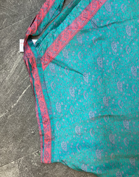 Floral Print Turquoise Blue Long Skirt