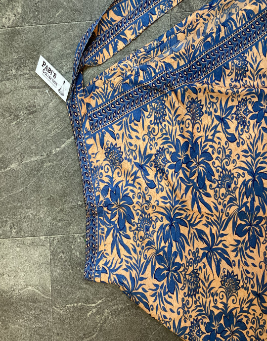 Floral Wrap Skirt - Orange and Blue