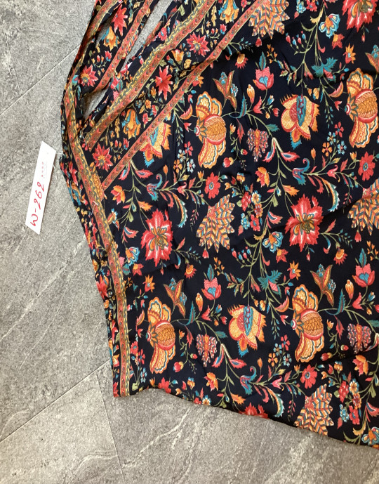 Floral Long Skirt Black