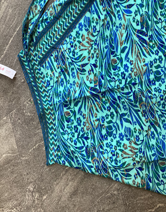 Blue floral print long skirt