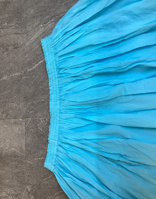 Light Blue Flare Long Skirt Elastic Waist