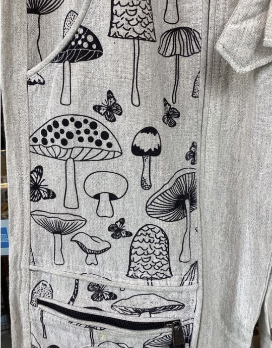 Mushroom Print Jogger Pants, Gray